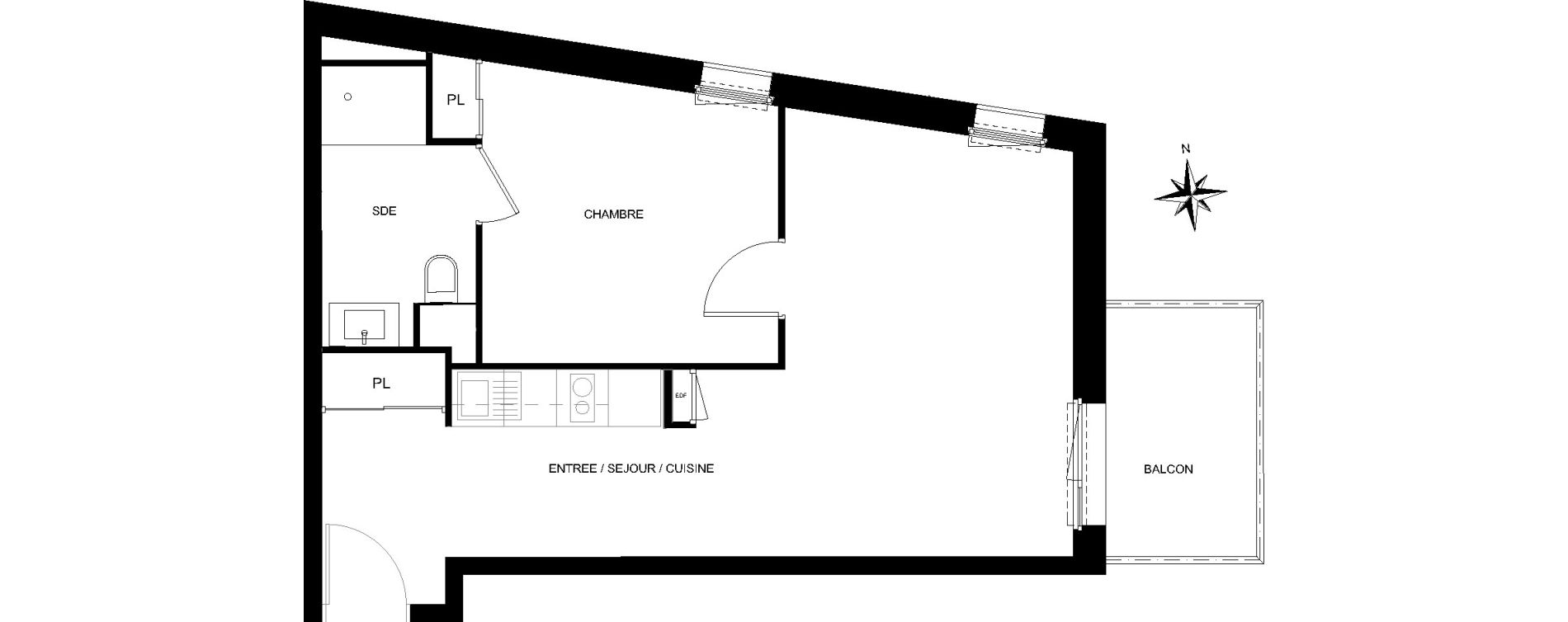 Appartement T2 de 44,71 m2 &agrave; Quiberon Centre