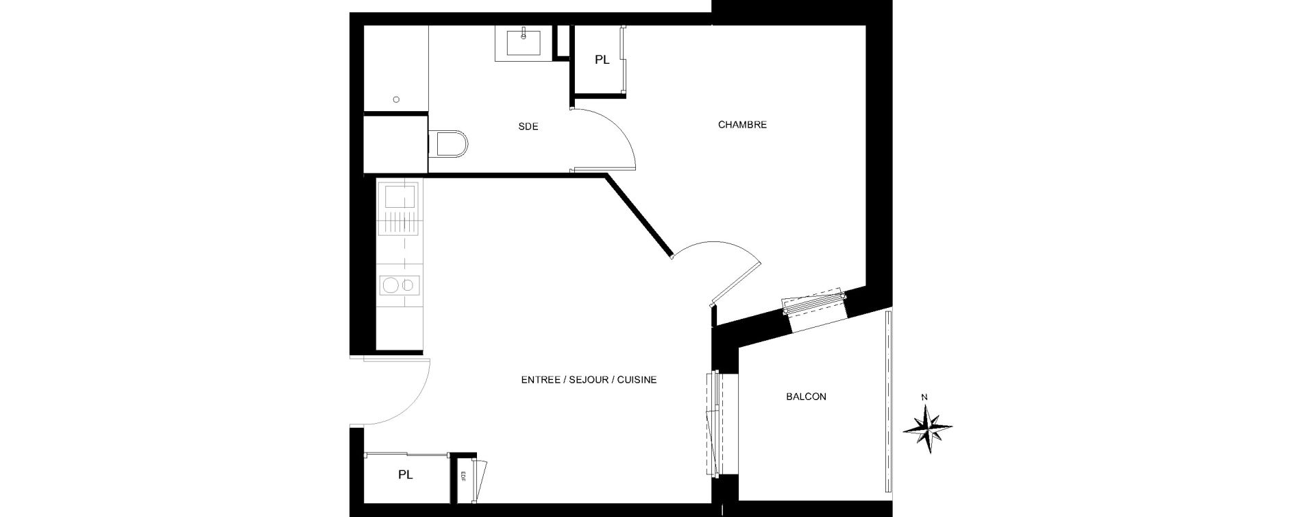 Appartement T2 de 38,45 m2 &agrave; Quiberon Centre