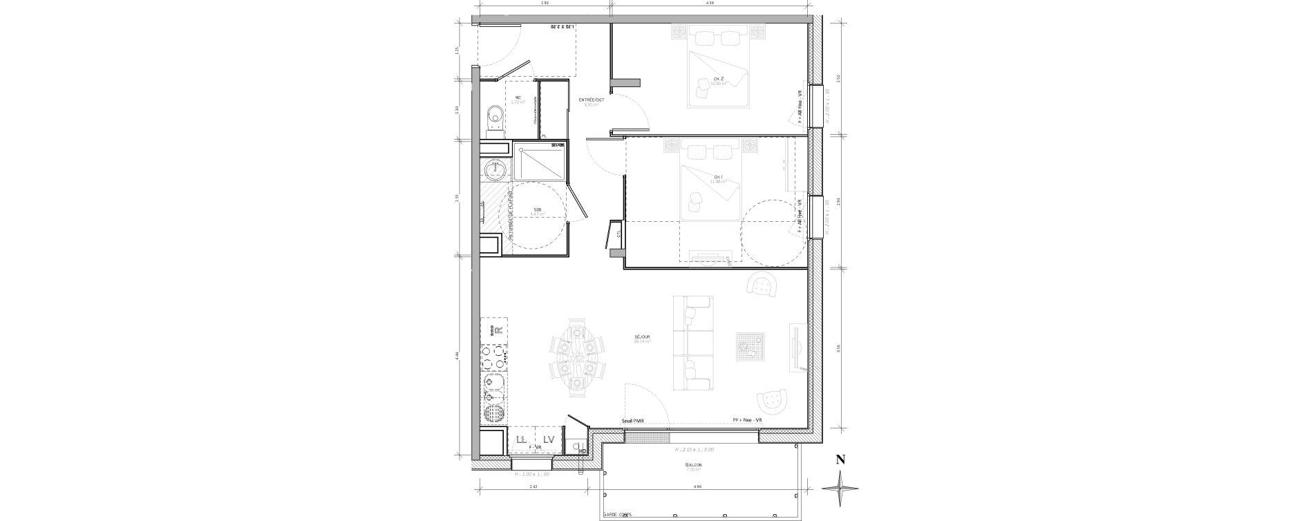 Appartement T3 de 66,06 m2 &agrave; S&eacute;n&eacute; Saint laurent