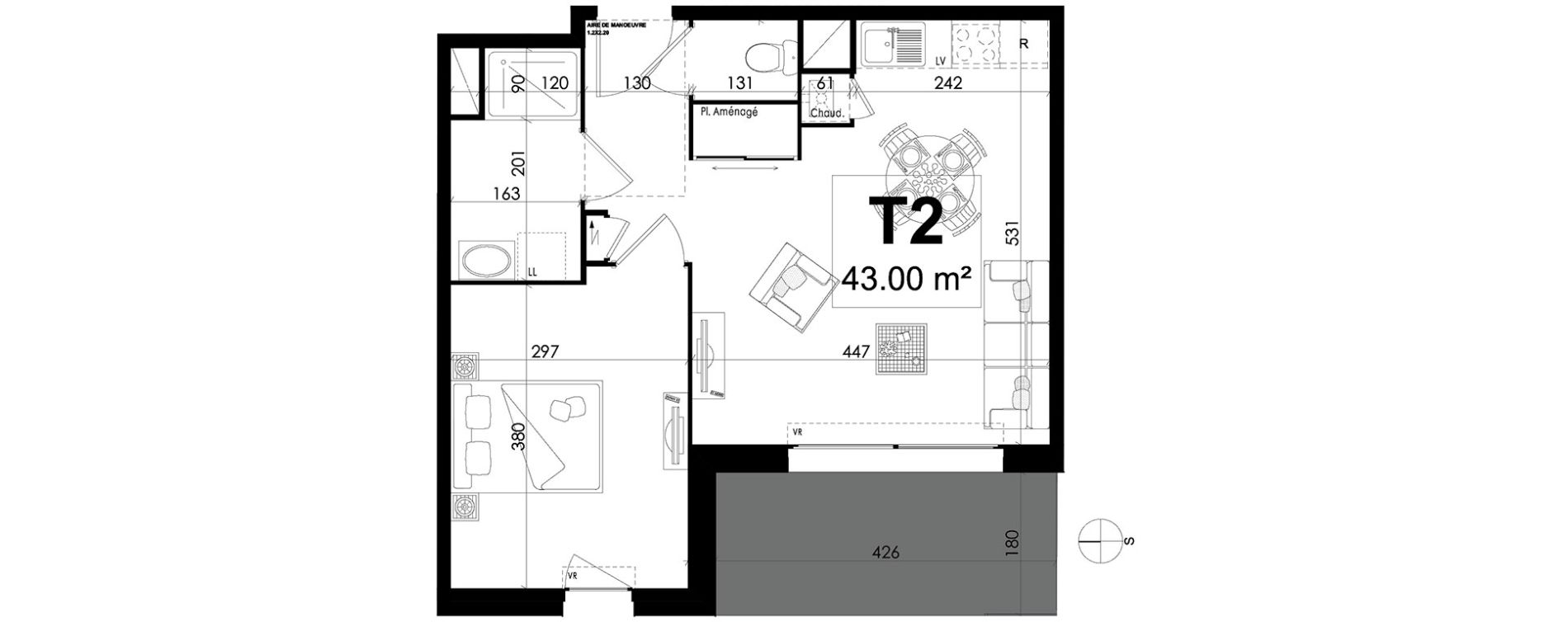 Appartement T2 de 43,00 m2 &agrave; Theix Centre