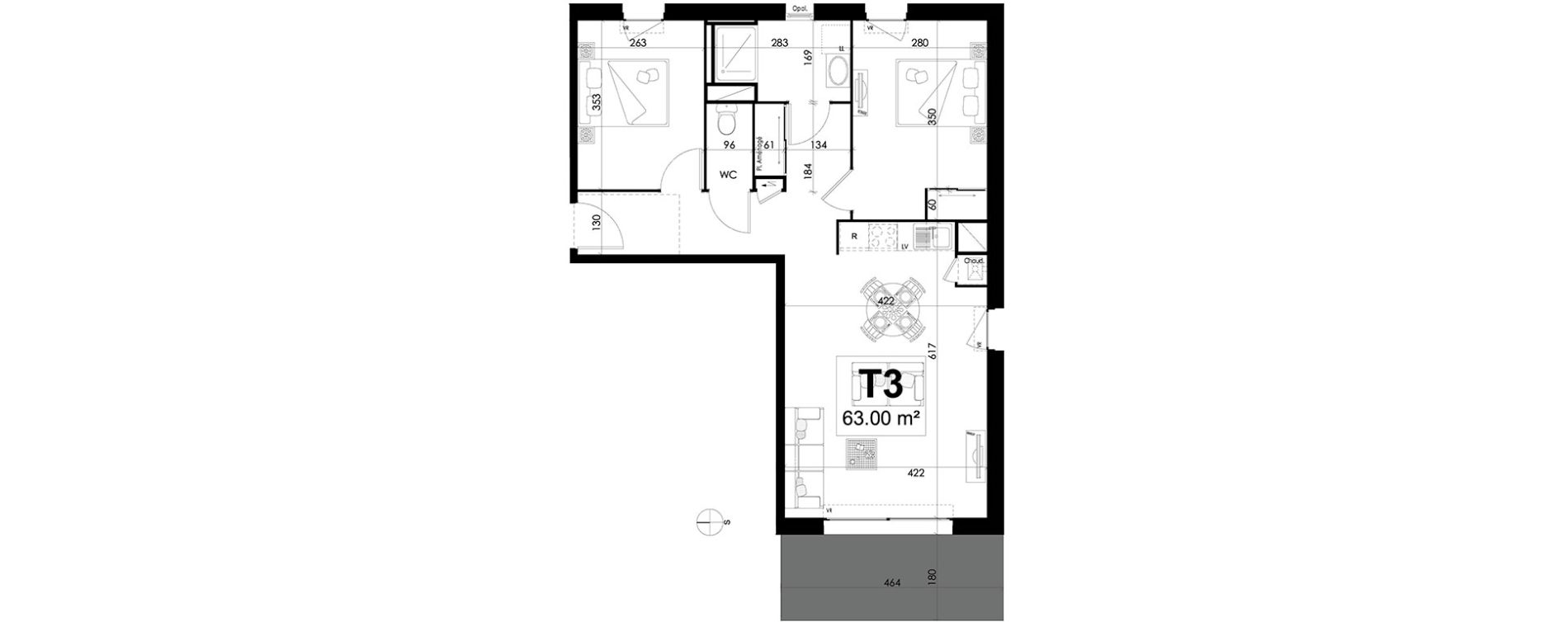Appartement T3 de 63,00 m2 à Theix Centre