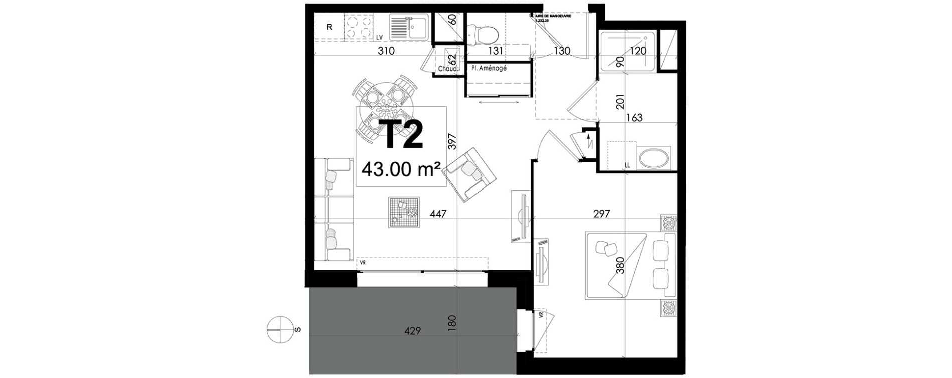 Appartement T2 de 43,00 m2 à Theix Centre