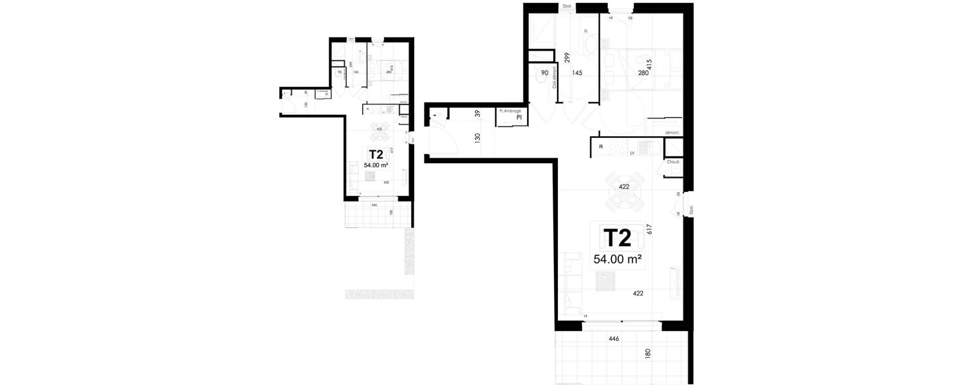 Appartement T2 de 54,00 m2 &agrave; Theix Centre