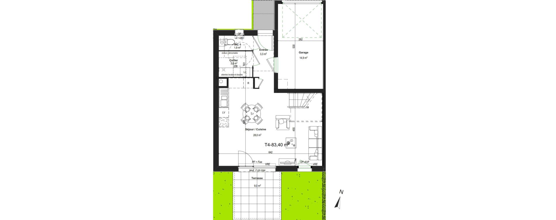 Maison T4 de 83,40 m2 &agrave; Theix Centre