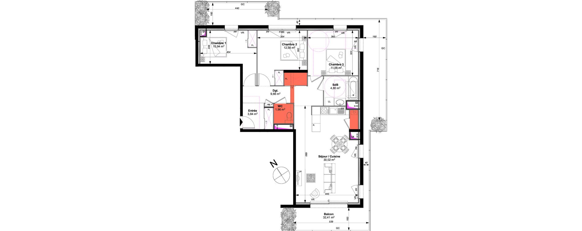 Appartement T4 de 84,85 m2 &agrave; Vannes Le rohan
