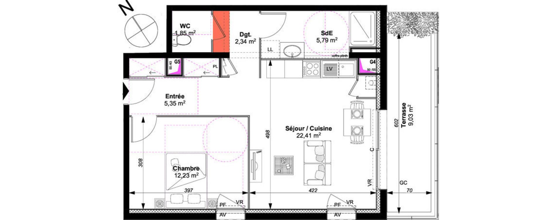 Appartement T2 de 49,97 m2 &agrave; Vannes Le rohan