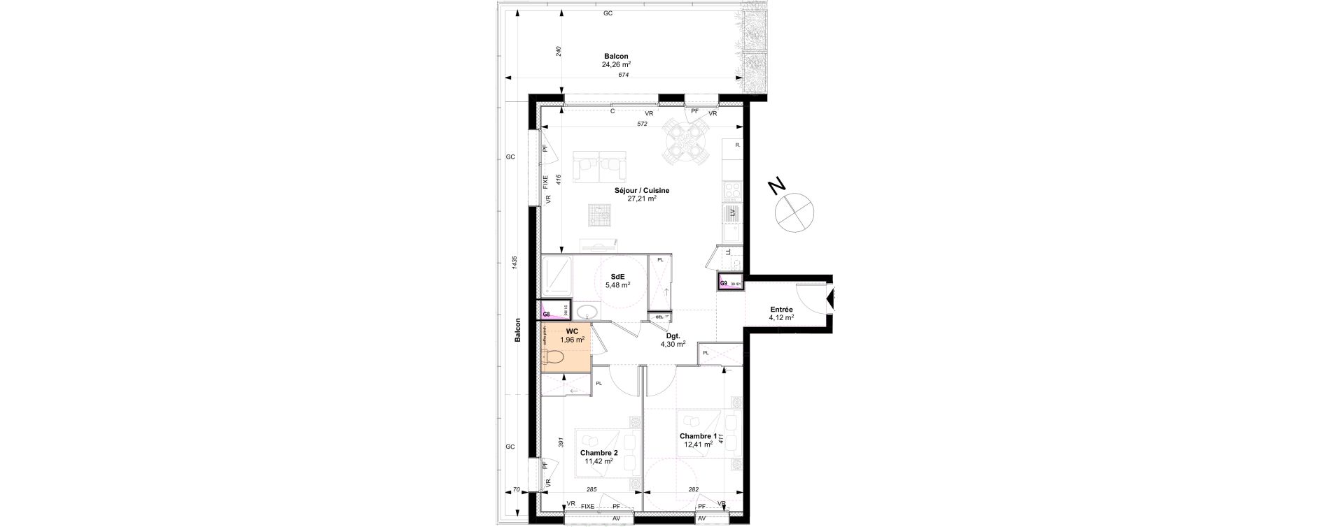 Appartement T3 de 66,90 m2 &agrave; Vannes Le rohan