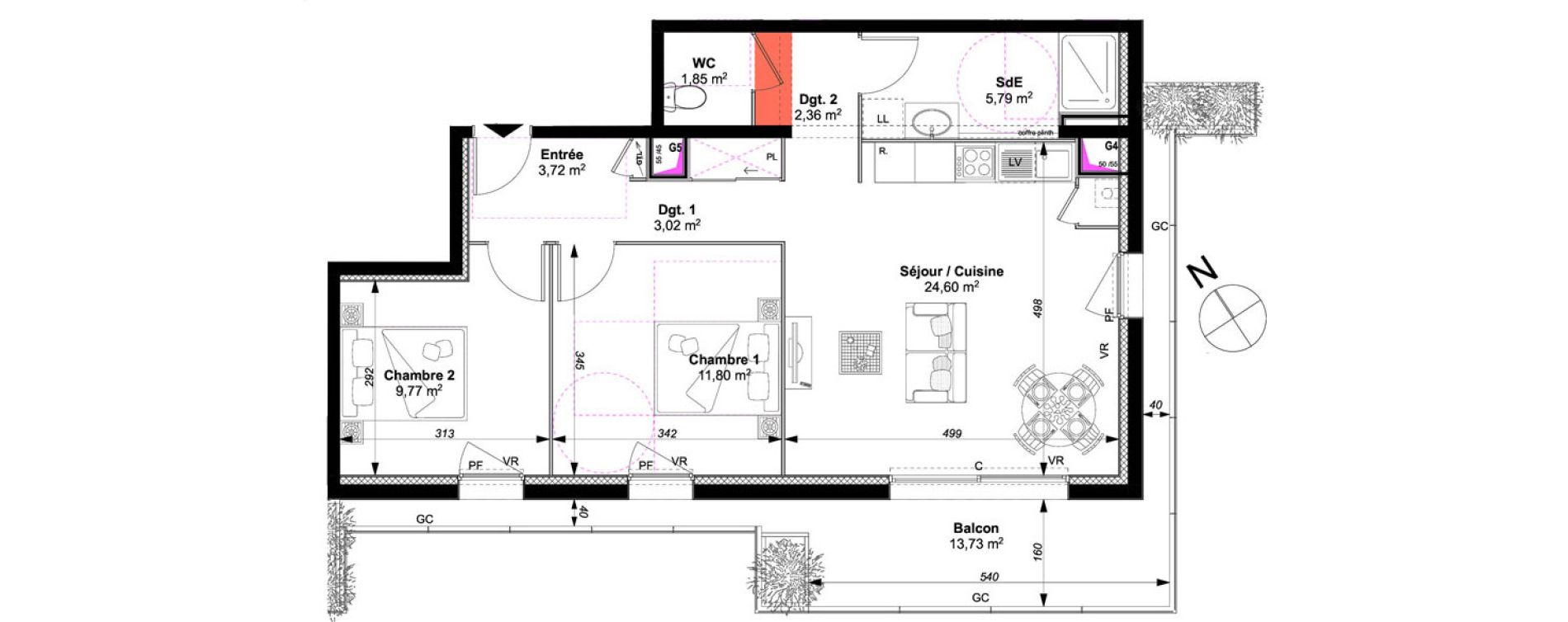Appartement T3 de 62,91 m2 &agrave; Vannes Le rohan