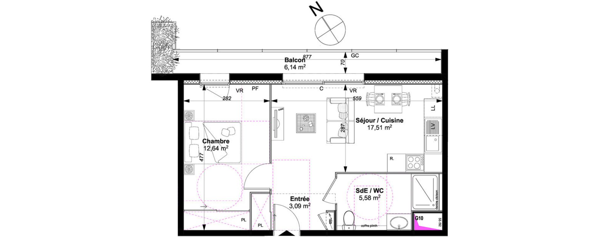 Appartement T2 de 38,82 m2 &agrave; Vannes Le rohan