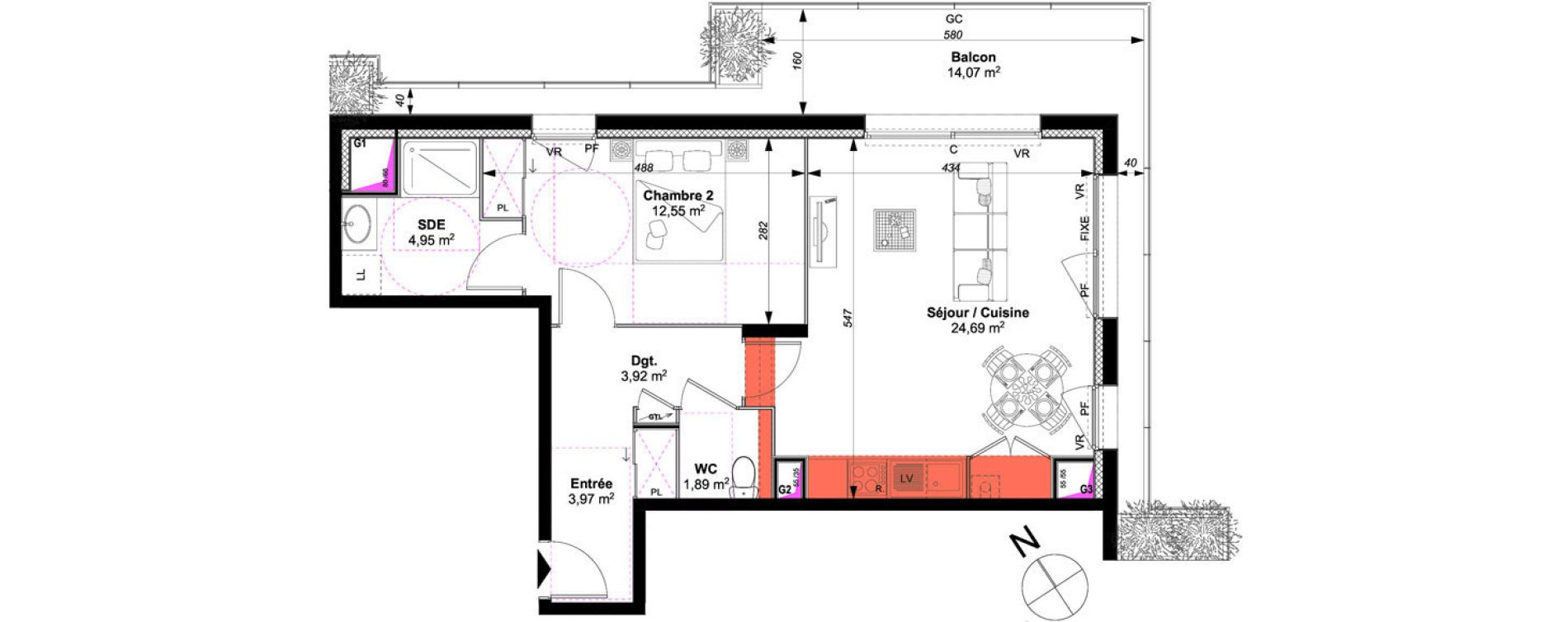 Appartement T2 de 51,97 m2 &agrave; Vannes Le rohan