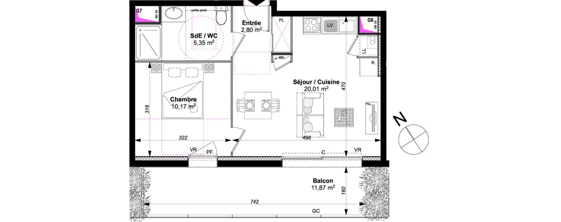 Appartement T2 de 38,00 m2 &agrave; Vannes Le rohan