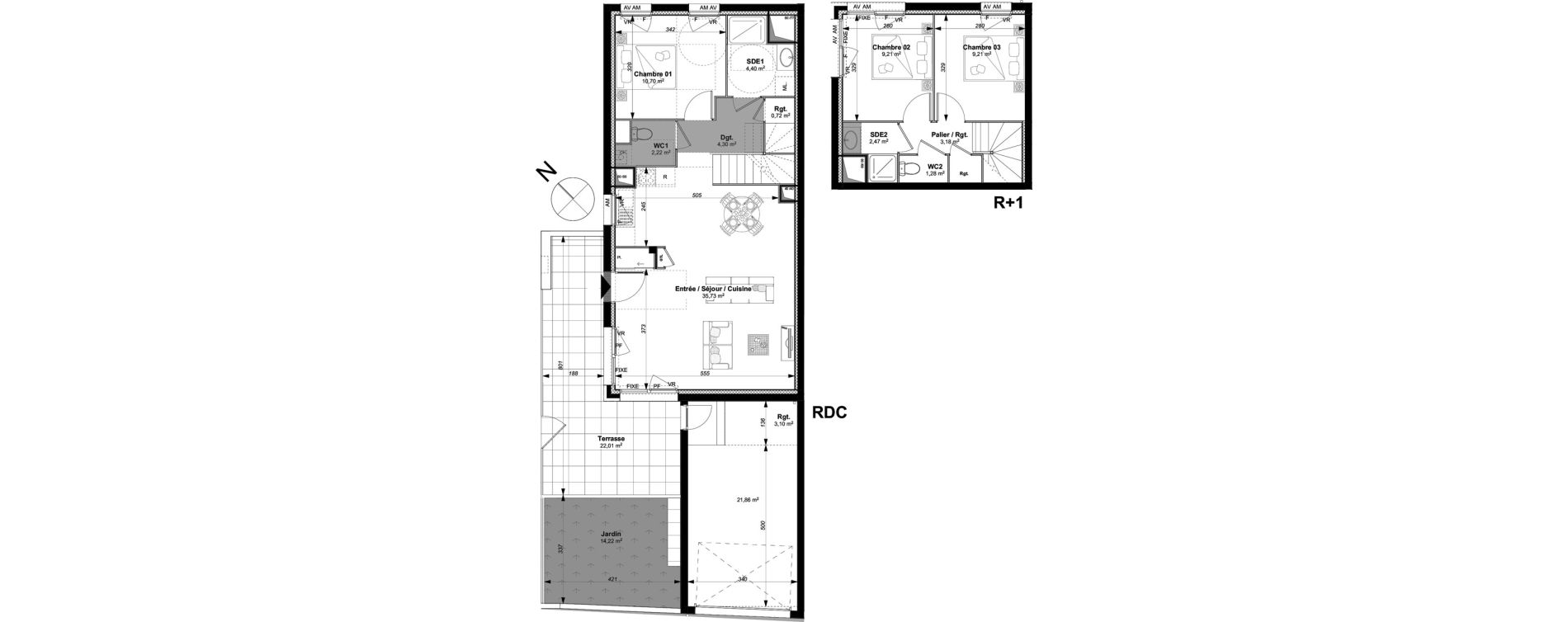 Duplex T4 de 83,42 m2 &agrave; Vannes Le rohan