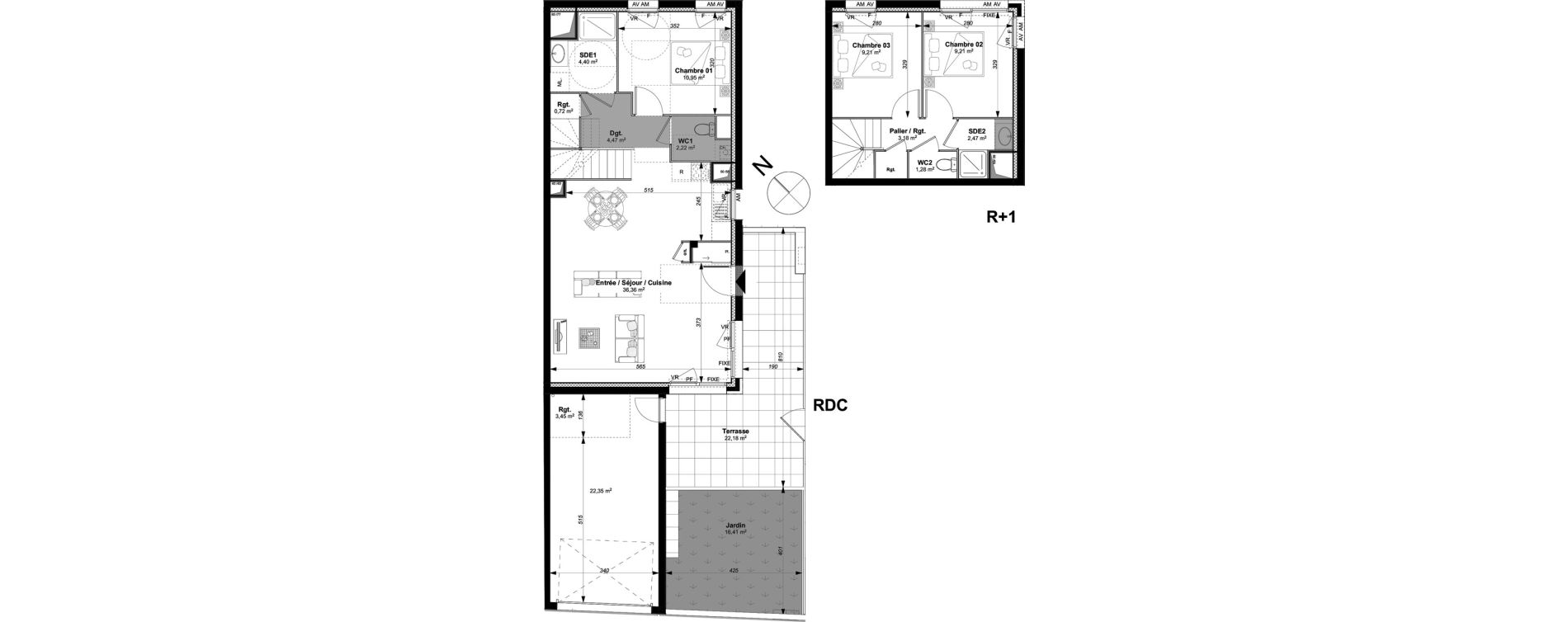 Duplex T4 de 84,47 m2 &agrave; Vannes Le rohan