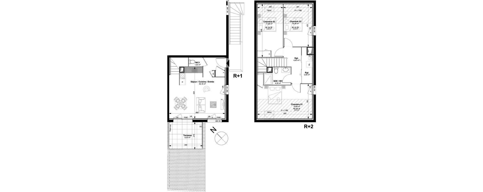 Duplex T4 de 81,87 m2 &agrave; Vannes Le rohan