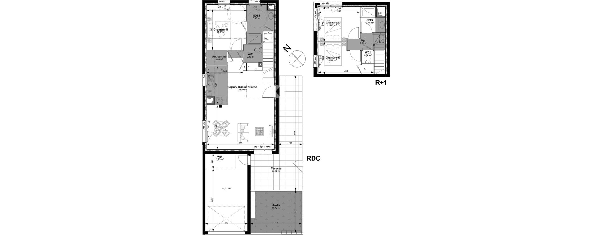 Duplex T4 de 81,44 m2 &agrave; Vannes Le rohan
