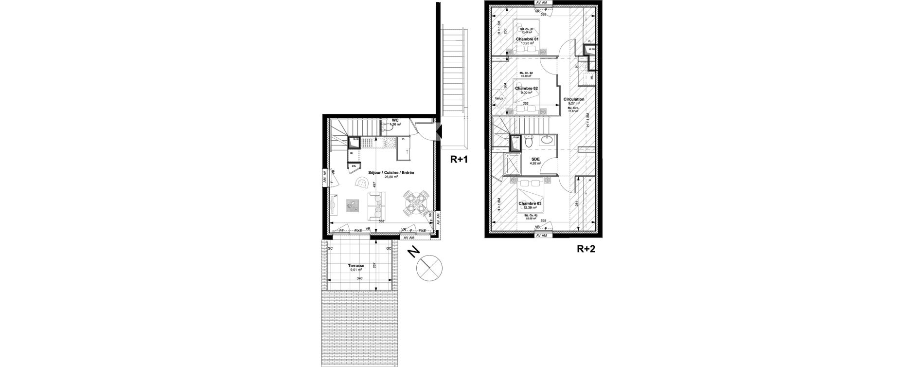 Duplex T4 de 74,87 m2 &agrave; Vannes Le rohan