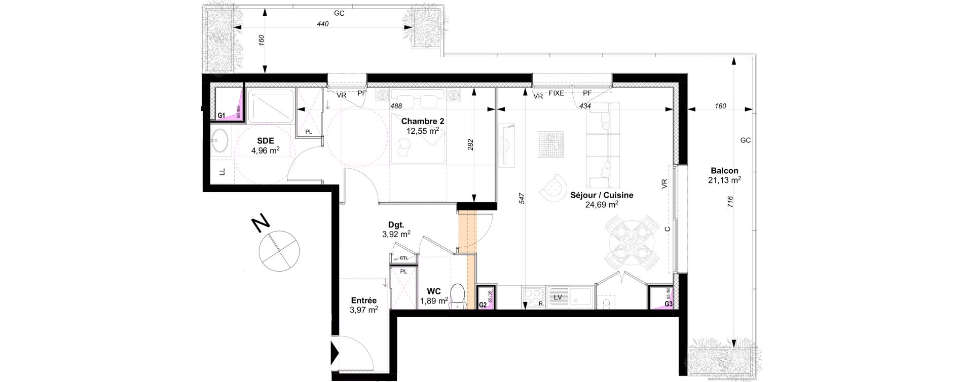 Appartement T2 de 51,98 m2 &agrave; Vannes Le rohan