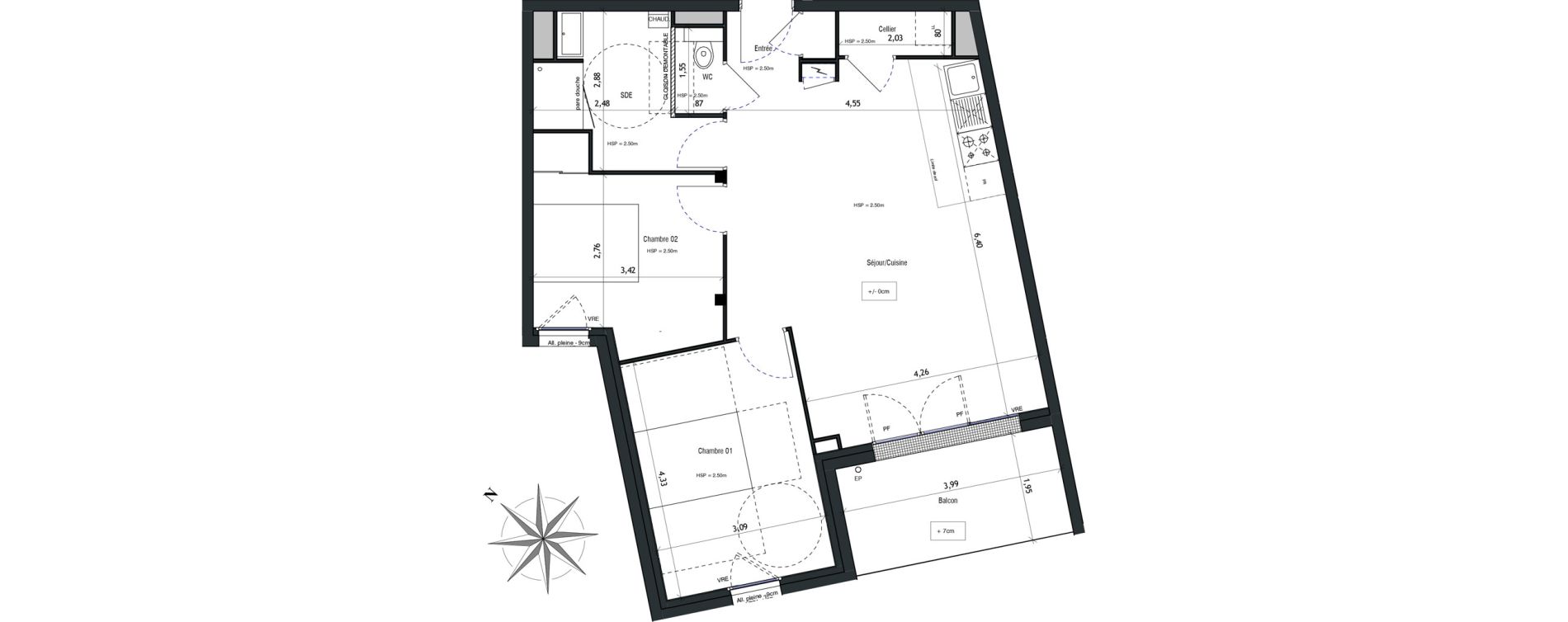 Appartement T3 de 67,96 m2 &agrave; Vannes Beaupr&eacute; - la lande - le hesqueno - grasdor