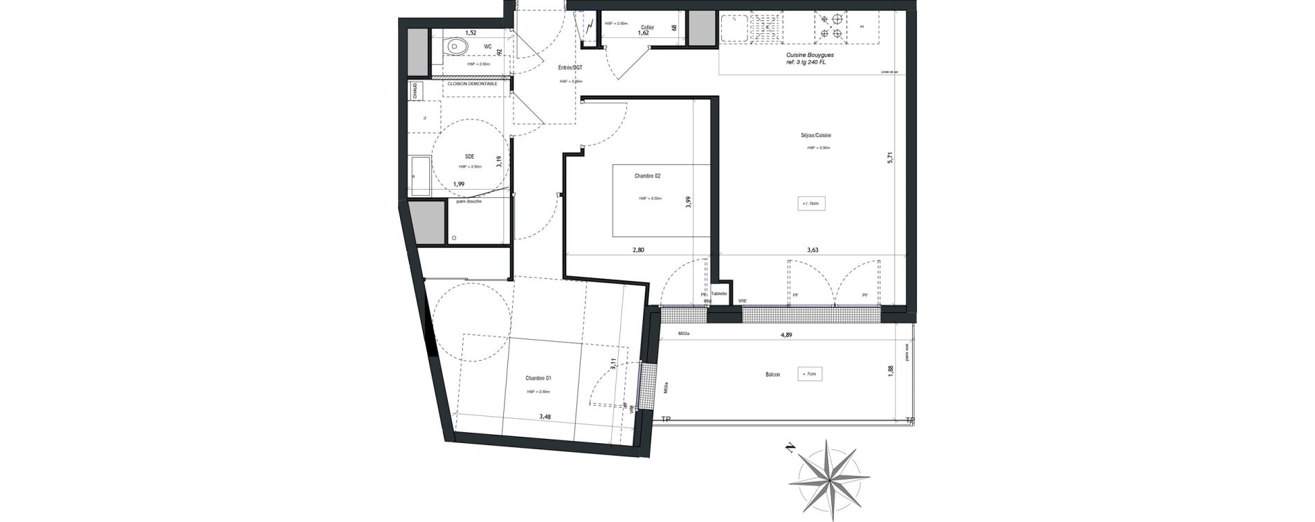 Appartement T3 de 60,14 m2 &agrave; Vannes Beaupr&eacute; - la lande - le hesqueno - grasdor