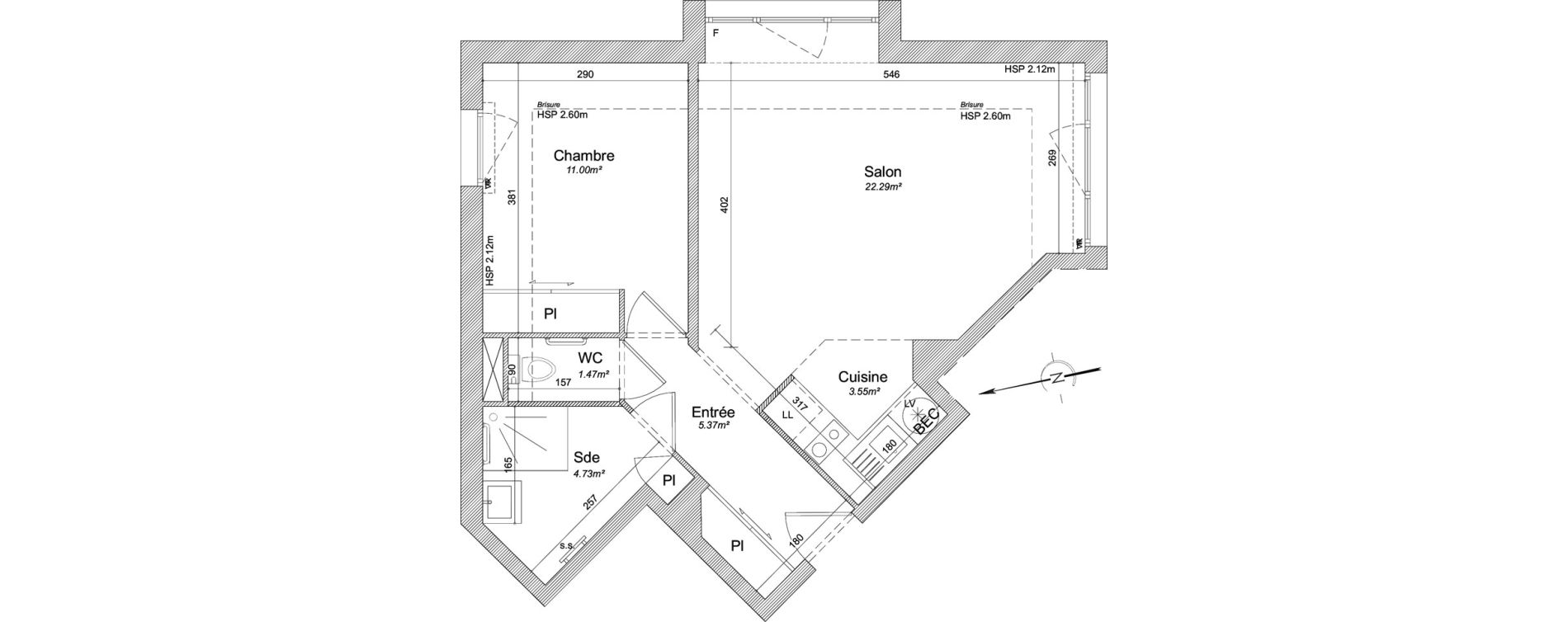 Appartement T2 de 48,41 m2 &agrave; Vannes Bernus - kergypt - keruzen - campen