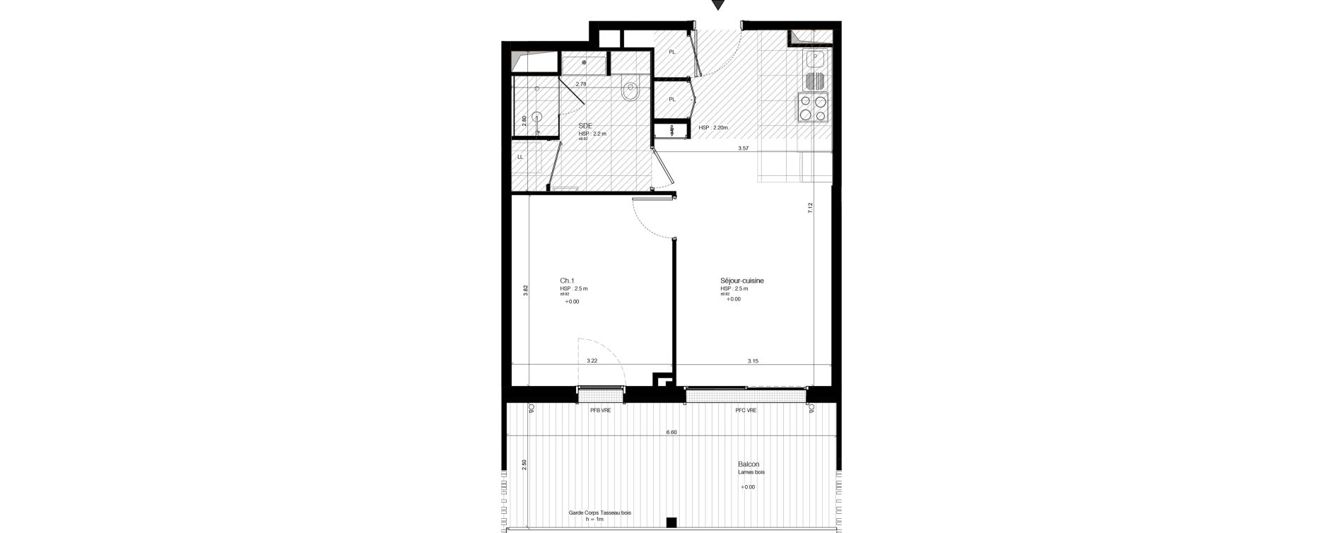 Appartement T2 de 42,47 m2 &agrave; Vannes Conleau