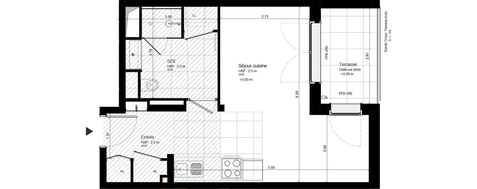 Appartement T1 de 32,90 m2 &agrave; Vannes Conleau