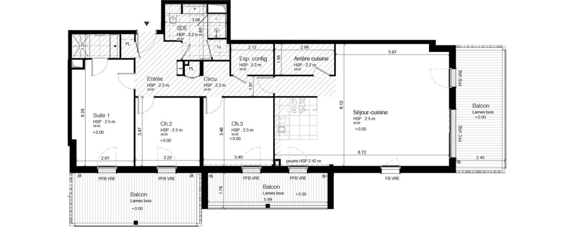 Appartement T5 de 118,45 m2 &agrave; Vannes Conleau