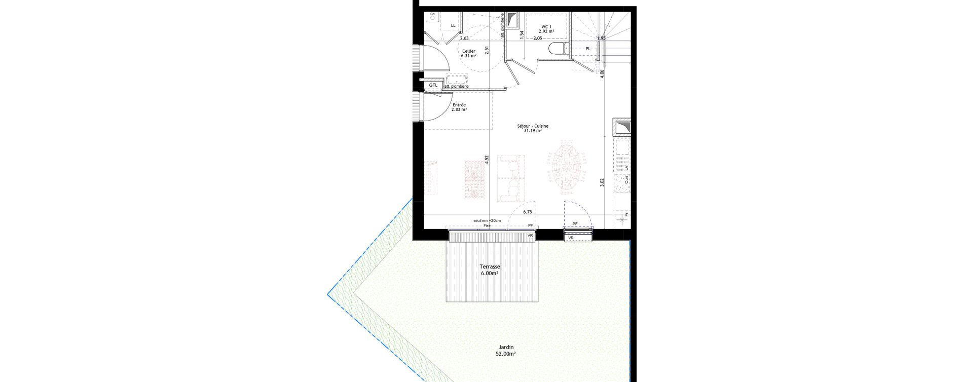 Maison T4 de 85,62 m2 &agrave; Vannes St-guen - bilaire - m&eacute;nimur pavillonnaire