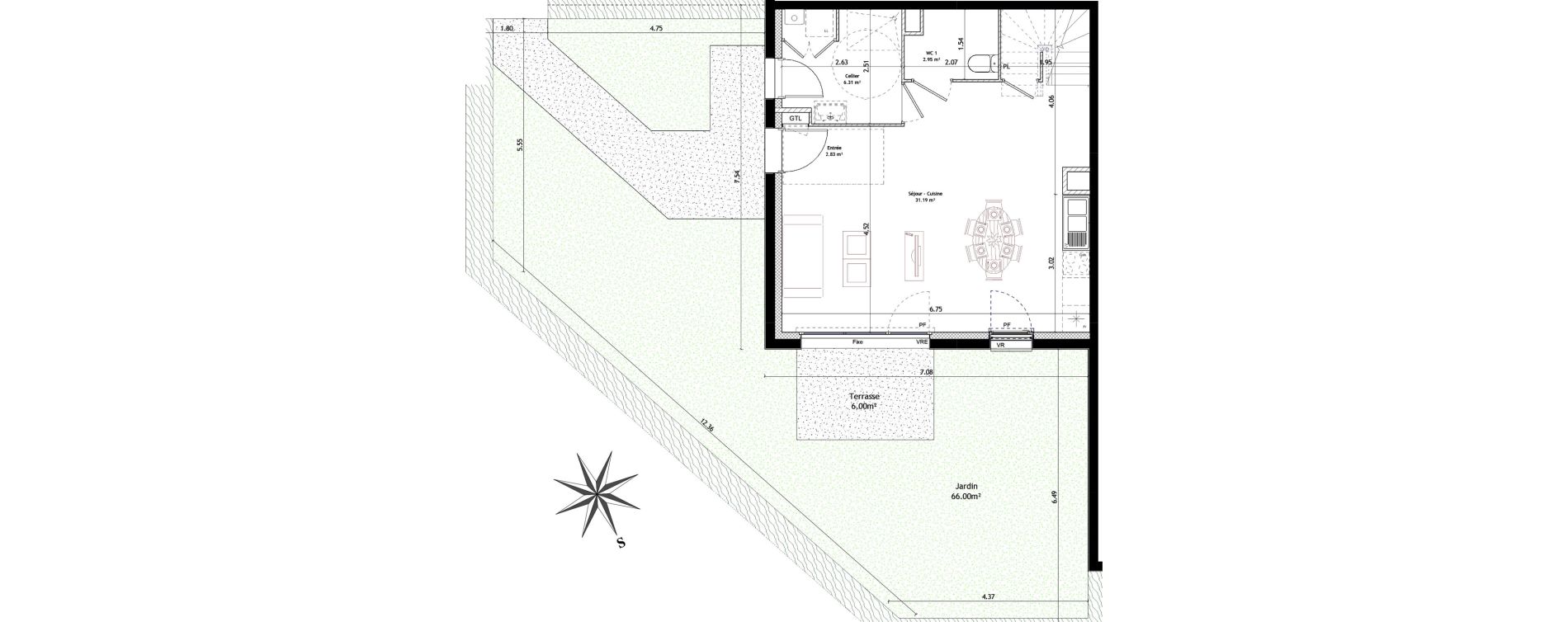 Maison T4 de 85,70 m2 &agrave; Vannes St-guen - bilaire - m&eacute;nimur pavillonnaire
