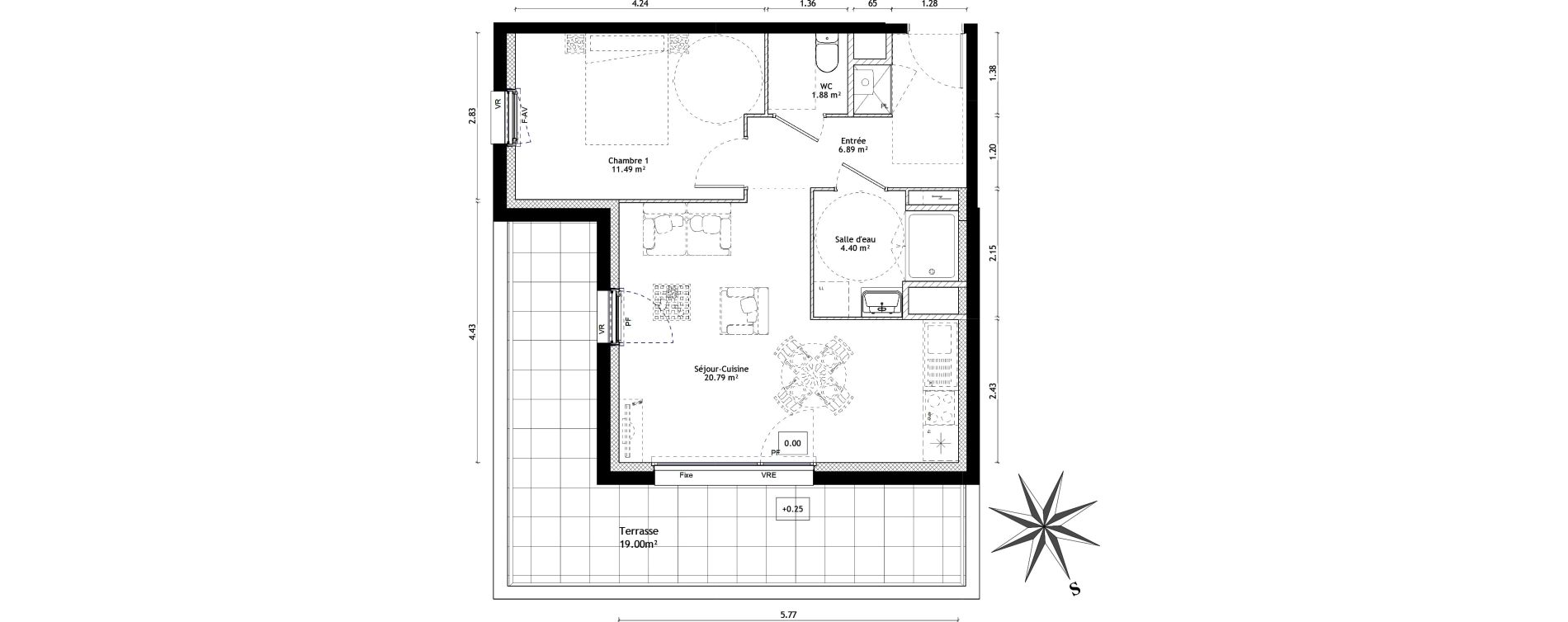 Appartement T2 de 45,45 m2 &agrave; Vannes St-guen - bilaire - m&eacute;nimur pavillonnaire