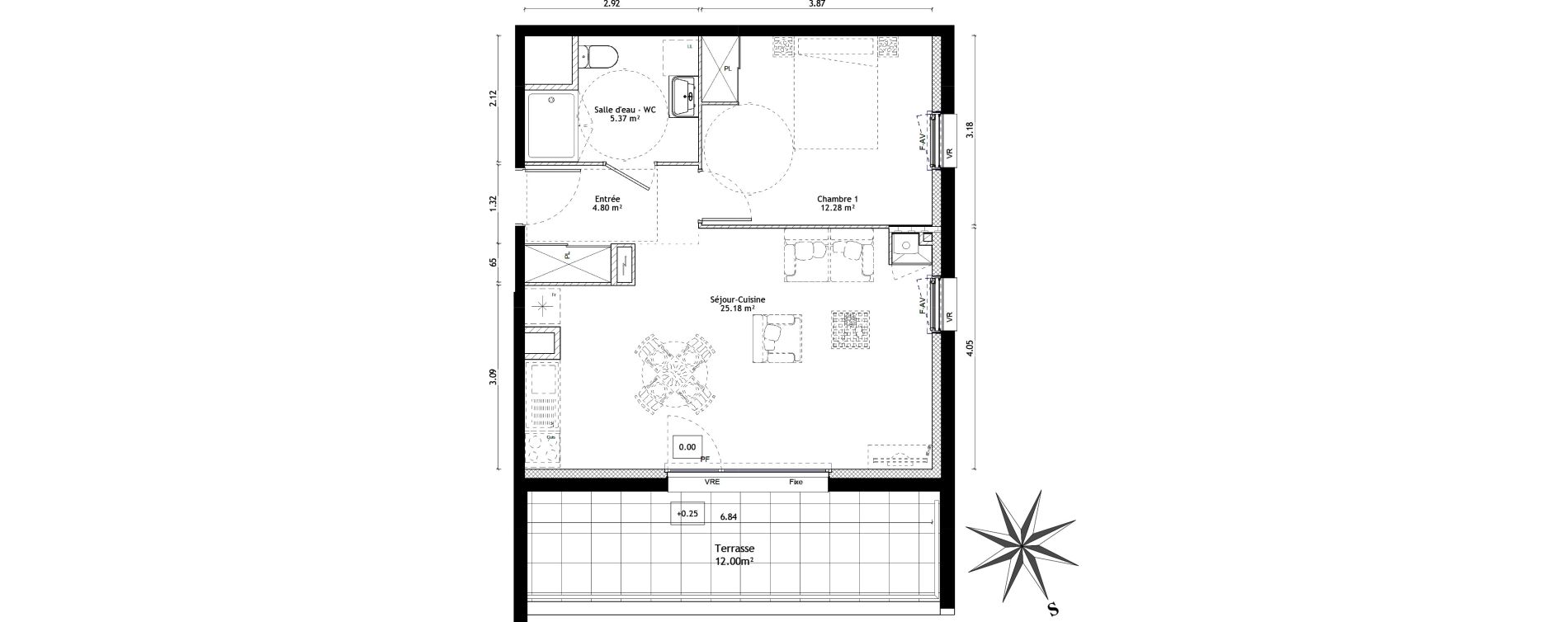 Appartement T2 de 47,63 m2 &agrave; Vannes St-guen - bilaire - m&eacute;nimur pavillonnaire