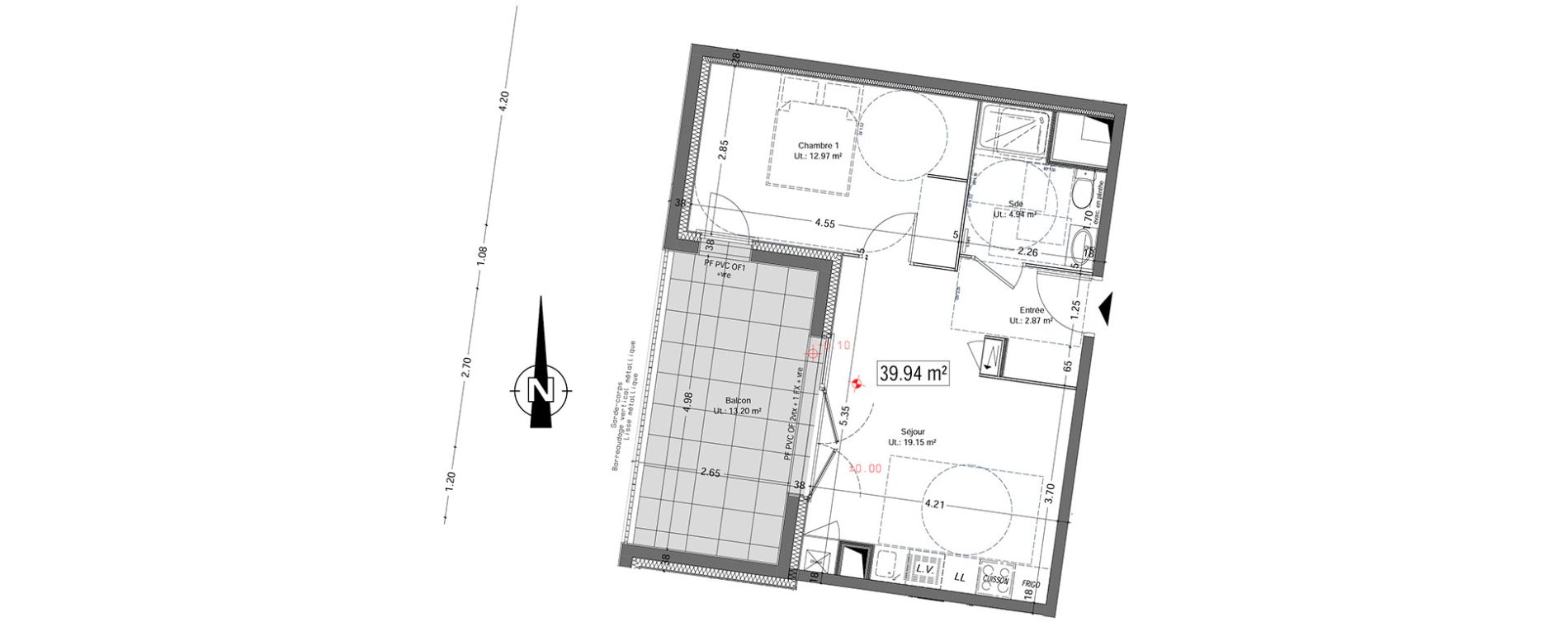 Appartement T2 de 39,93 m2 &agrave; Vannes Beaupr&eacute; - la lande - le hesqueno - grasdor