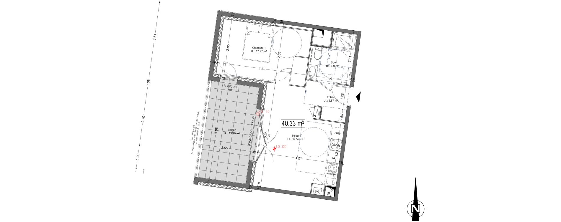 Appartement T2 de 40,33 m2 &agrave; Vannes Beaupr&eacute; - la lande - le hesqueno - grasdor