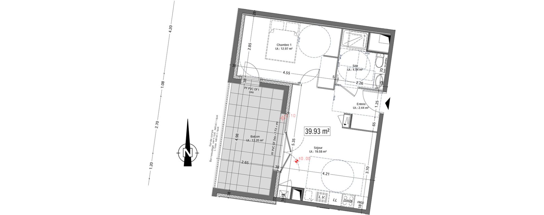 Appartement T2 de 39,93 m2 &agrave; Vannes Beaupr&eacute; - la lande - le hesqueno - grasdor