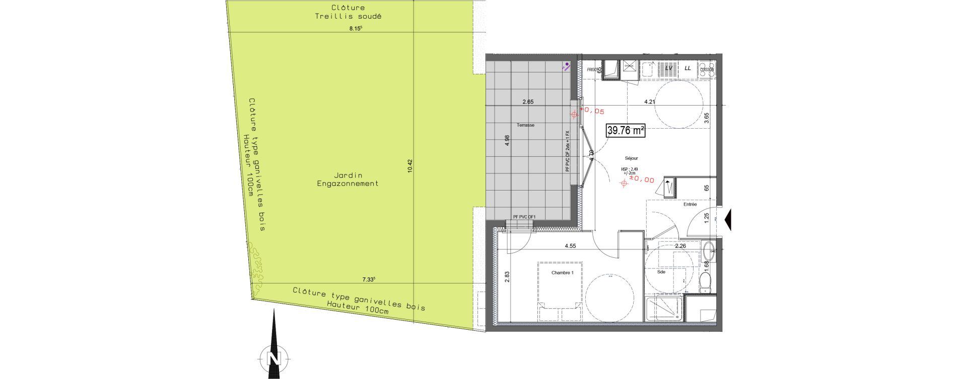 Appartement T2 de 39,76 m2 &agrave; Vannes Beaupr&eacute; - la lande - le hesqueno - grasdor