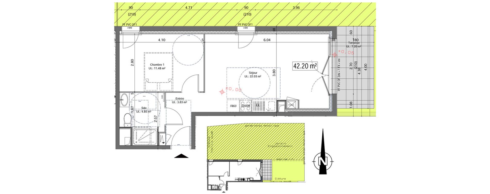 Appartement T2 de 42,20 m2 &agrave; Vannes Beaupr&eacute; - la lande - le hesqueno - grasdor