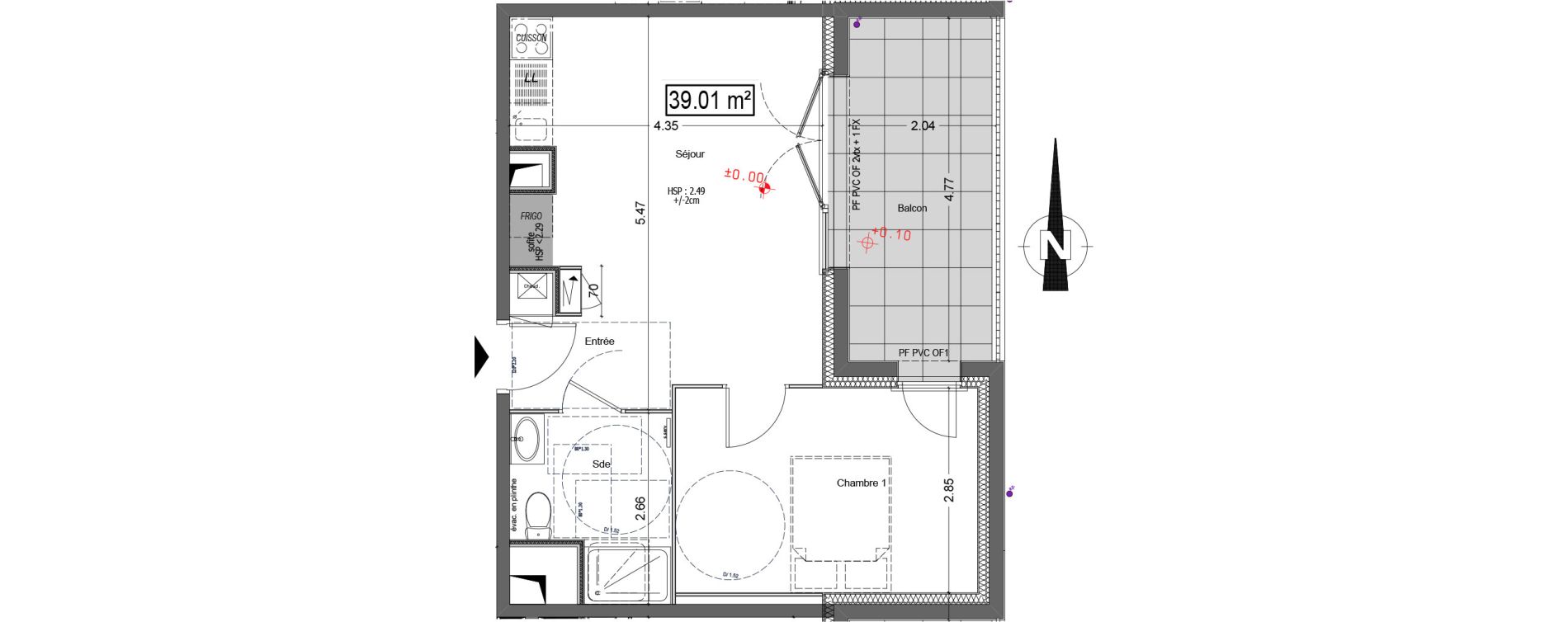 Appartement T2 de 39,00 m2 &agrave; Vannes Beaupr&eacute; - la lande - le hesqueno - grasdor