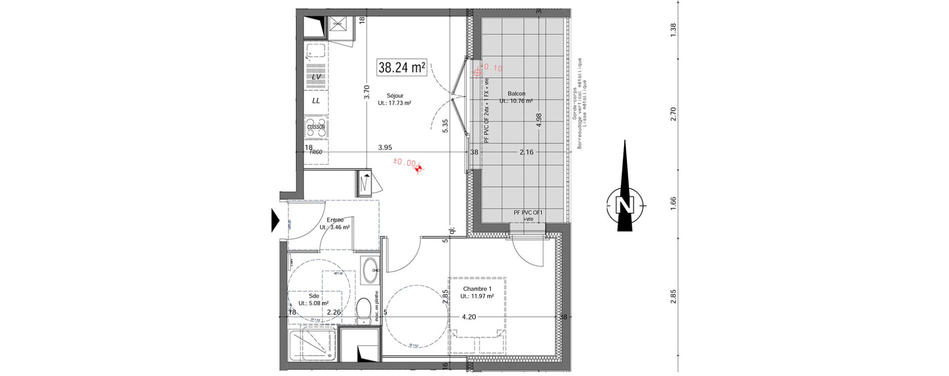 Appartement T2 de 38,23 m2 &agrave; Vannes Beaupr&eacute; - la lande - le hesqueno - grasdor