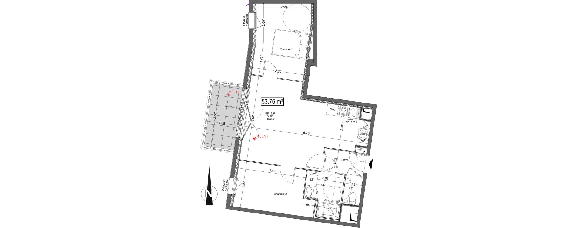 Appartement T3 de 53,76 m2 &agrave; Vannes Beaupr&eacute; - la lande - le hesqueno - grasdor