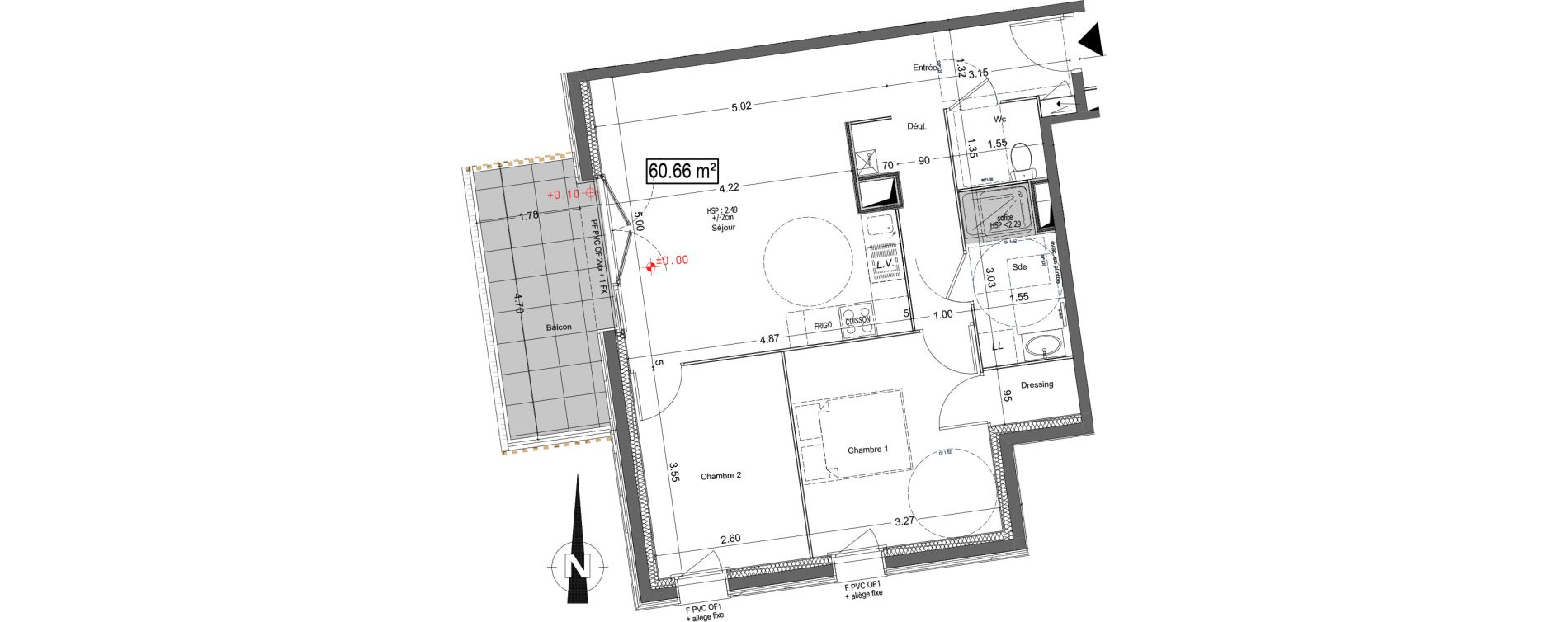 Appartement T3 de 60,67 m2 &agrave; Vannes Beaupr&eacute; - la lande - le hesqueno - grasdor