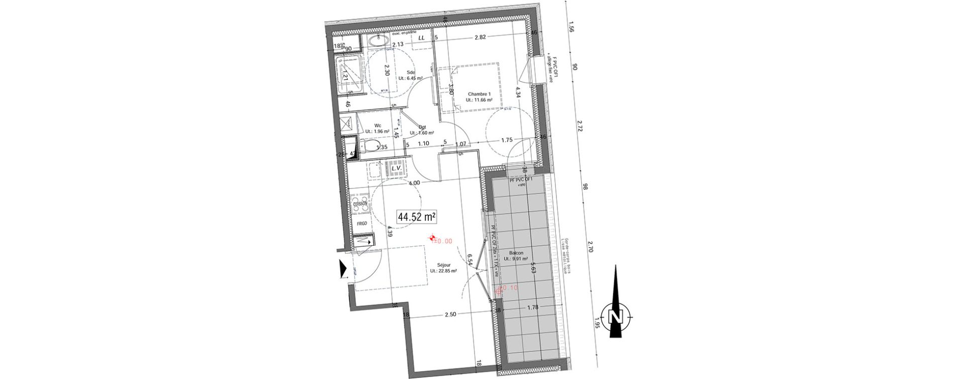 Appartement T2 de 44,52 m2 &agrave; Vannes Beaupr&eacute; - la lande - le hesqueno - grasdor