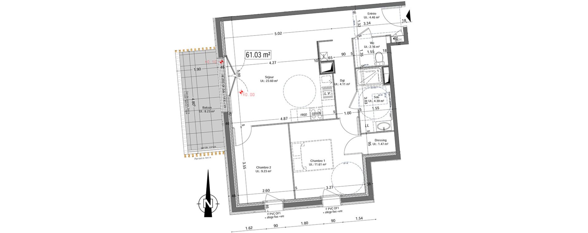 Appartement T3 de 61,01 m2 &agrave; Vannes Beaupr&eacute; - la lande - le hesqueno - grasdor