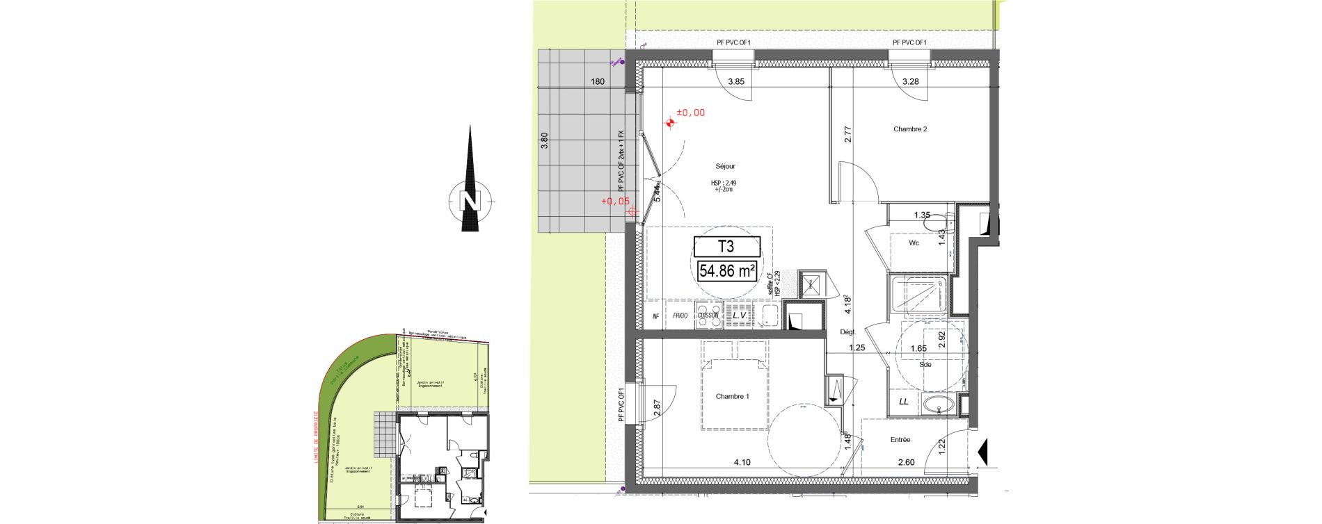 Appartement T3 de 54,86 m2 &agrave; Vannes Beaupr&eacute; - la lande - le hesqueno - grasdor