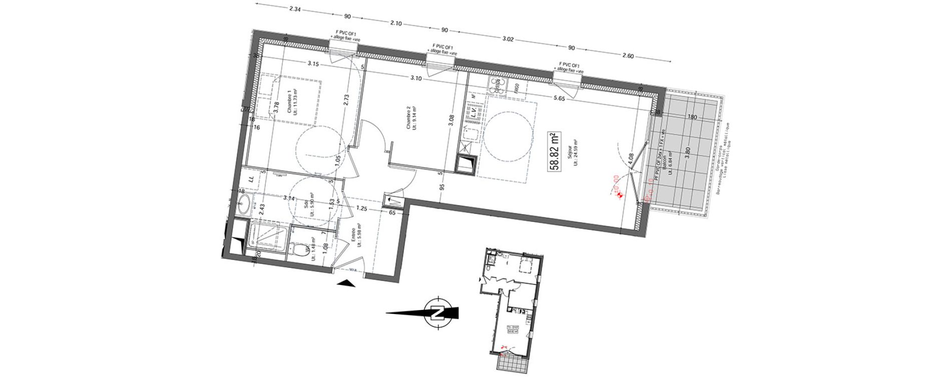 Appartement T3 de 58,82 m2 &agrave; Vannes Beaupr&eacute; - la lande - le hesqueno - grasdor