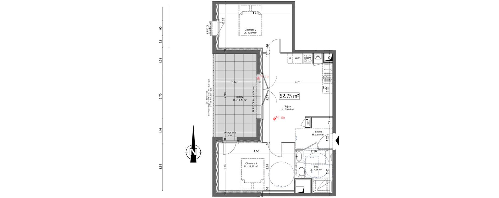Appartement T3 de 52,75 m2 &agrave; Vannes Beaupr&eacute; - la lande - le hesqueno - grasdor