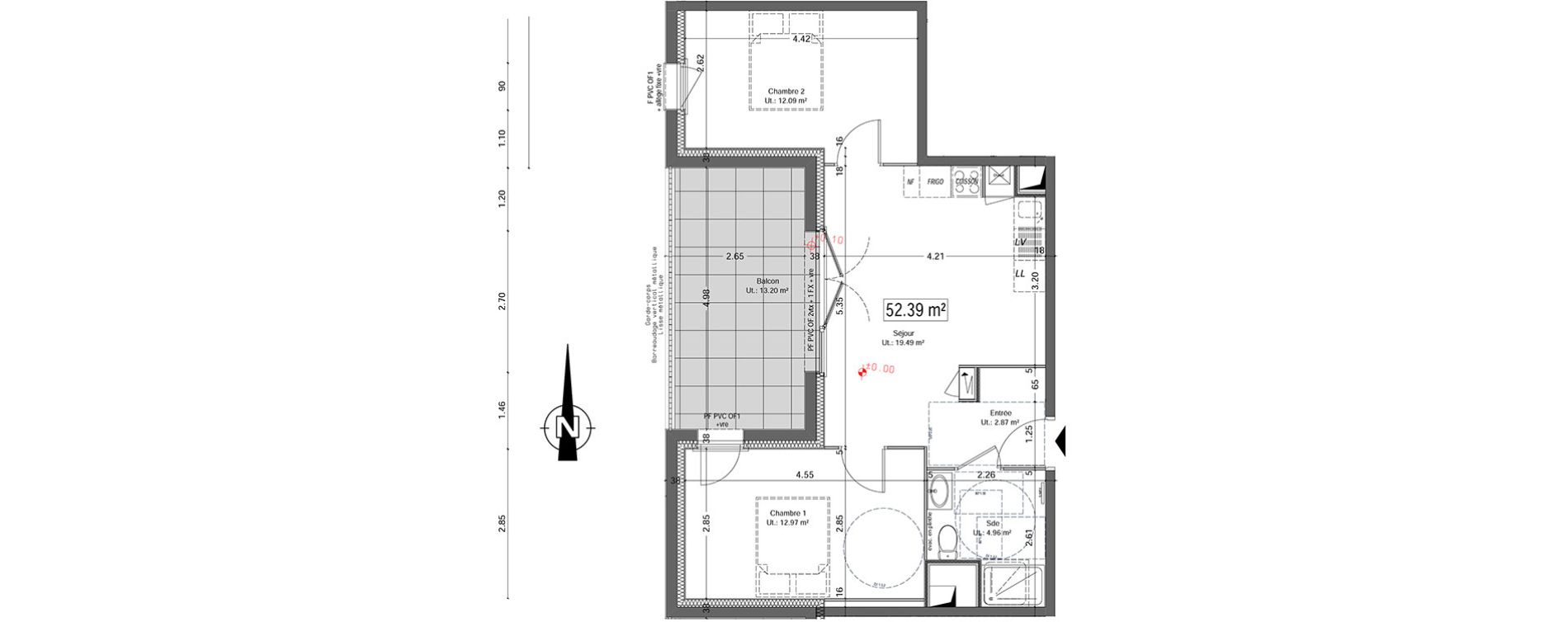 Appartement T3 de 52,39 m2 &agrave; Vannes Beaupr&eacute; - la lande - le hesqueno - grasdor