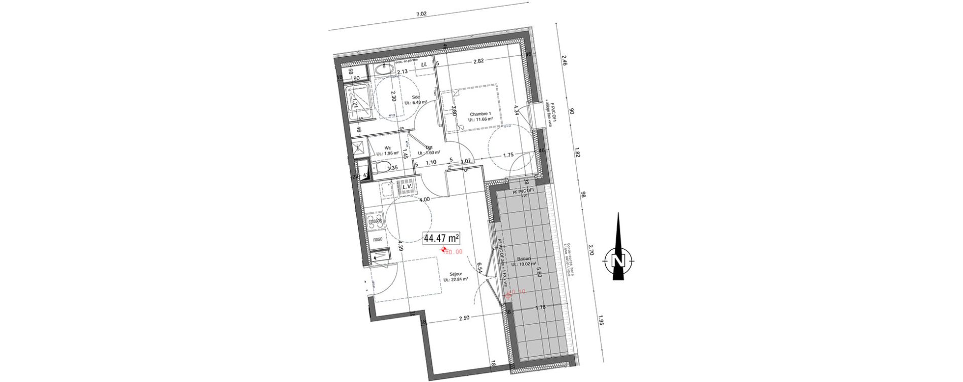 Appartement T2 de 44,46 m2 &agrave; Vannes Beaupr&eacute; - la lande - le hesqueno - grasdor