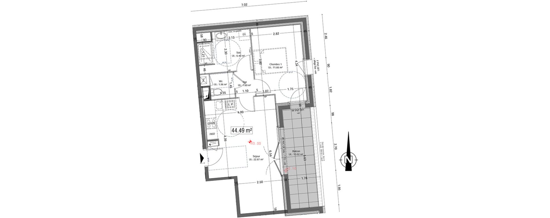 Appartement T2 de 44,49 m2 &agrave; Vannes Beaupr&eacute; - la lande - le hesqueno - grasdor