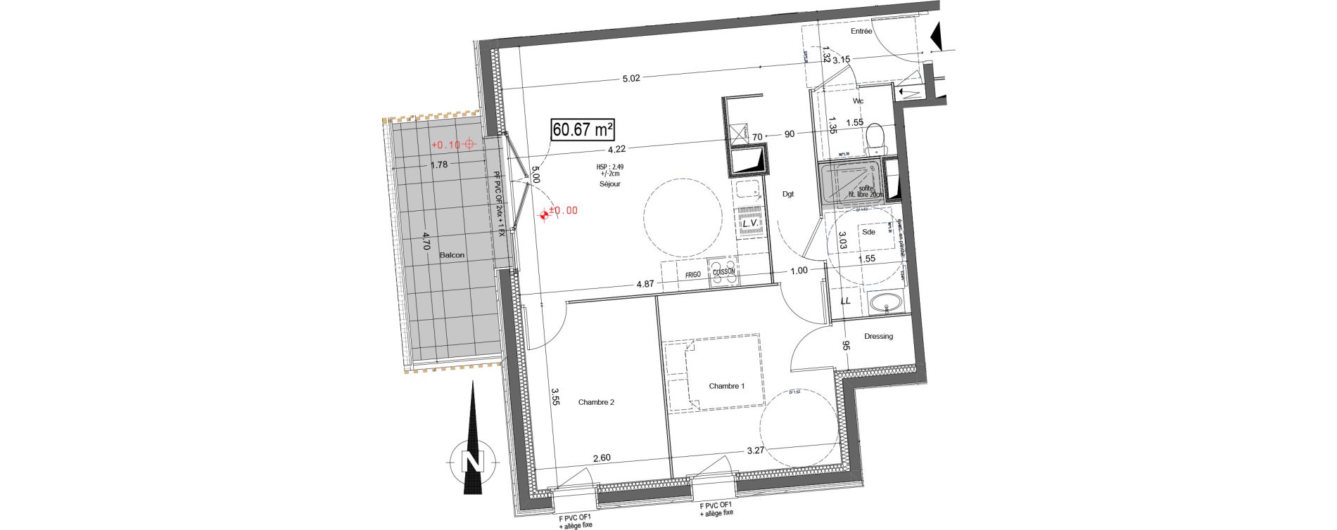 Appartement T3 de 60,68 m2 &agrave; Vannes Beaupr&eacute; - la lande - le hesqueno - grasdor