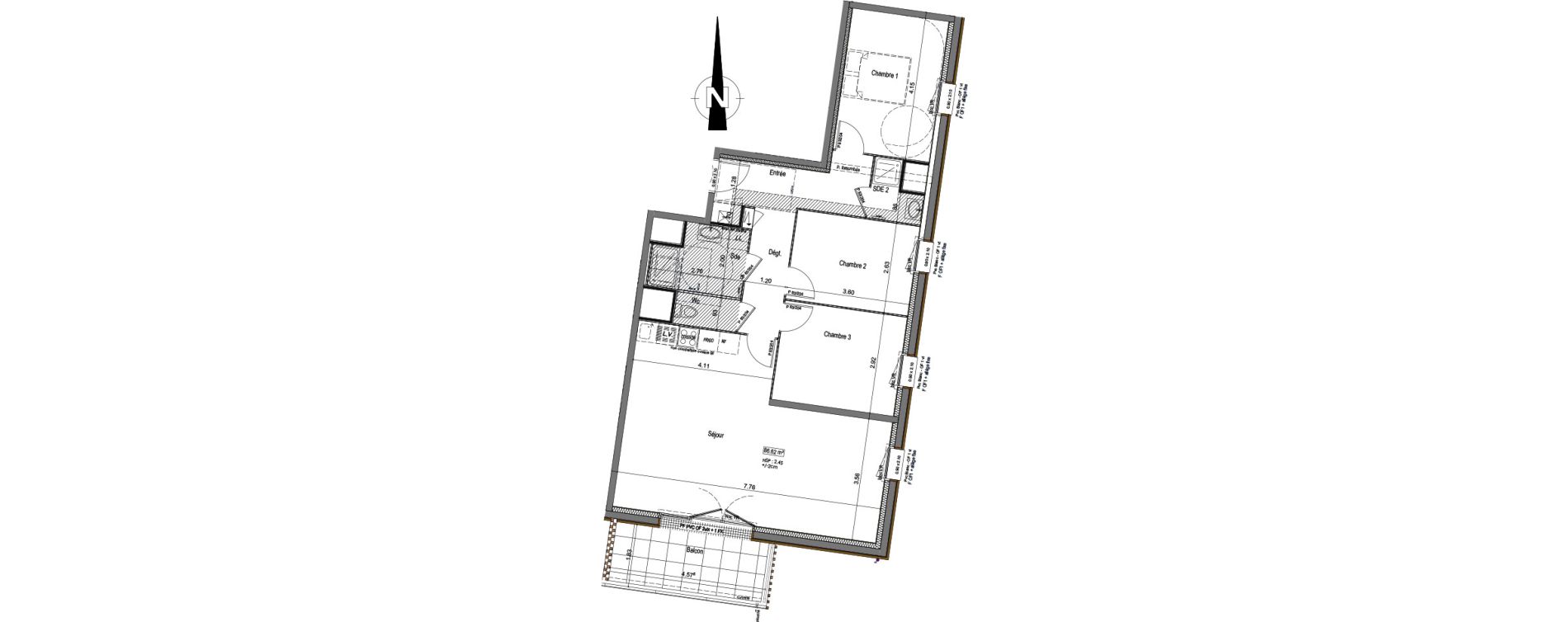 Appartement T4 de 86,62 m2 &agrave; Vannes Beaupr&eacute; - la lande - le hesqueno - grasdor